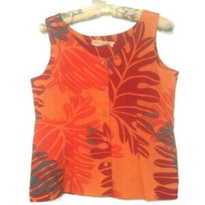 c. 1980's, Vintage Manuhealii, Beautiful, Blouse, Top, Ginkgo Leaves, Size L